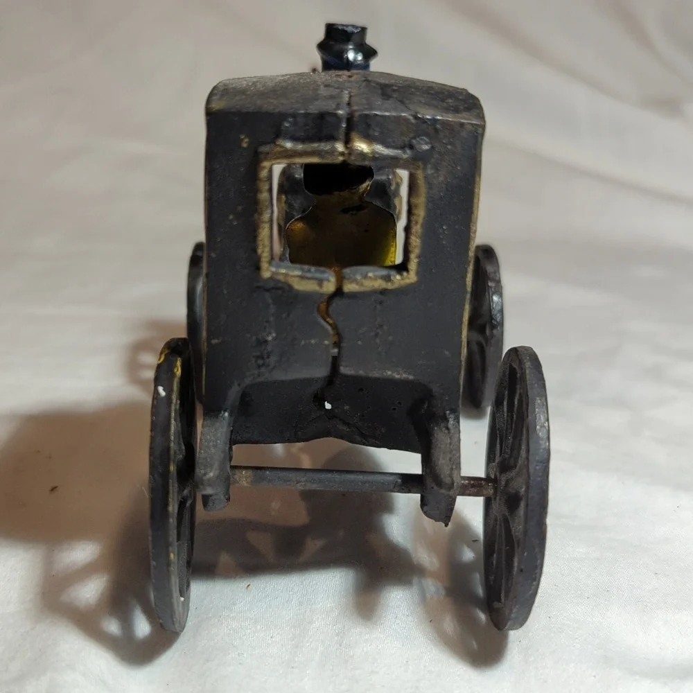 Vintage Cast Iron Horse Drawn Carriage with Driver and Rider